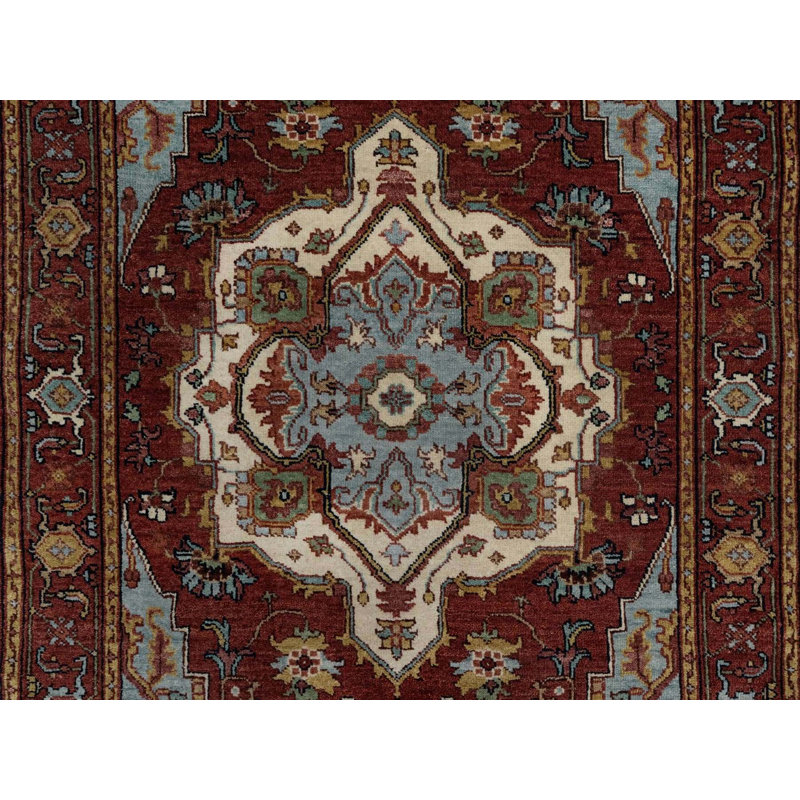 Tapis oriental rouge en laine noué à la main 3 pi 1 po x 5 pi 1 po - MOA10291508