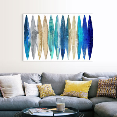 " Abstract Surfboards Blue Tan " by David Moore Painting Print