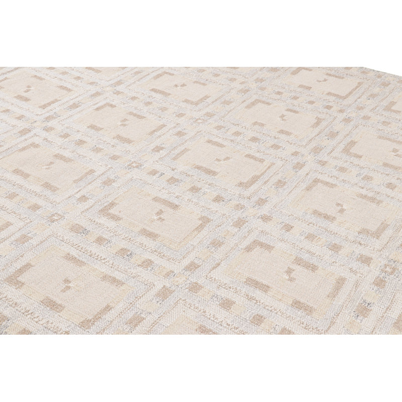 Rug & Kilim’S Scandinavian Rug In Blue With Beige And Cream Geometric Patterns