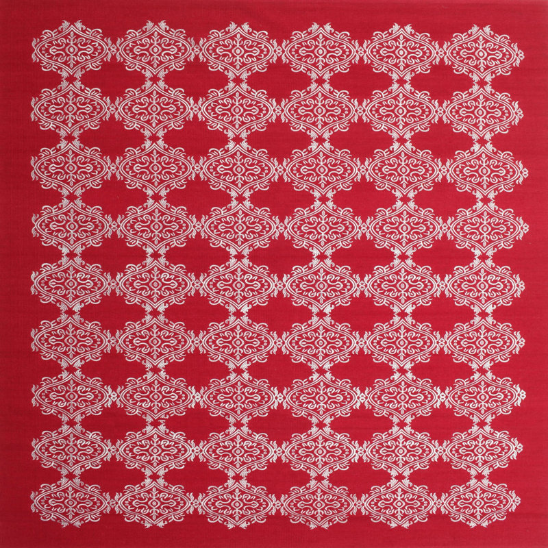Tapis de zone rouge/rose contemporaine, Carré 3 pi