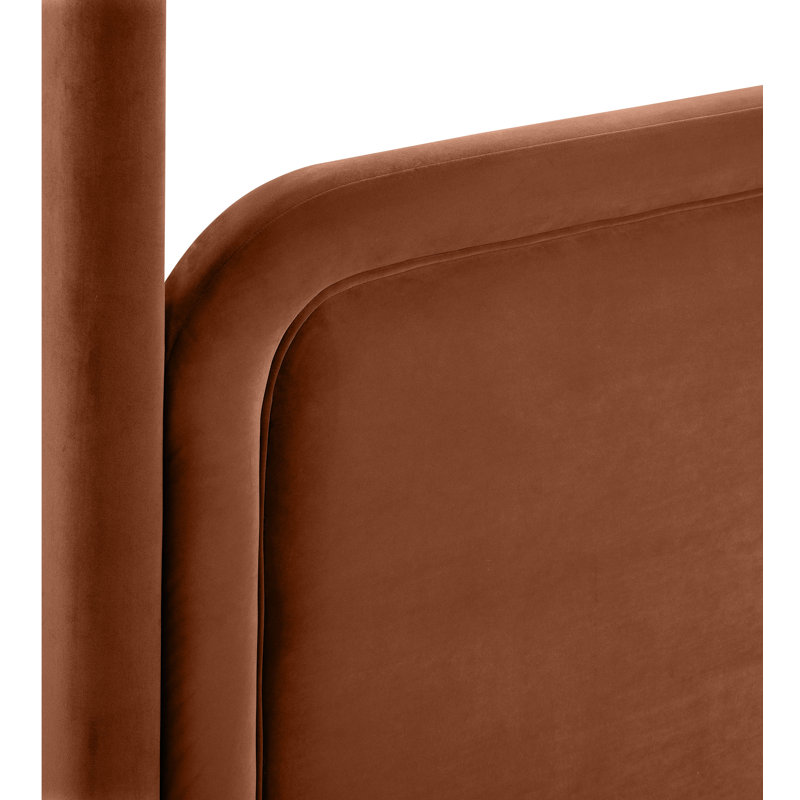 Salina Velvet Upholstered Bed, King, Cognac Velvet
