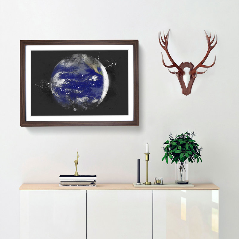 A Satellite Image of Earth - Picture Frame Graphic Art Print, 62cm H x 87cm W x 2cm D, Walnut Framed