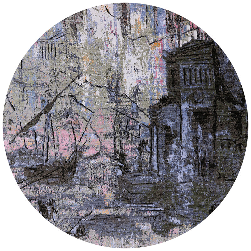 Tapis noir / gris Braceville, Rond 5 pi