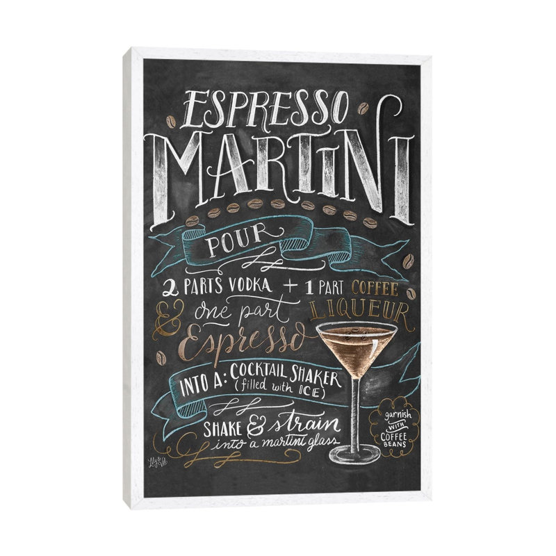 Espresso Martini Recipe by Lily & Val - Print on Canvas, White Framed Canvas, 66.04 cm H x 45.72 cm W
