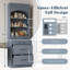 Garde-manger moderne haut de 83,7 po avec plateau en faux marbre, grand bahut autoportant, 5 tiroirs et tablettes réglables, gris-1658858617