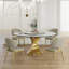 Table de salle à manger moderne en marbre fritté de style moderne de 59 po avec base dorée et 8 chaises rembourrées, convient à de multiples occasions
