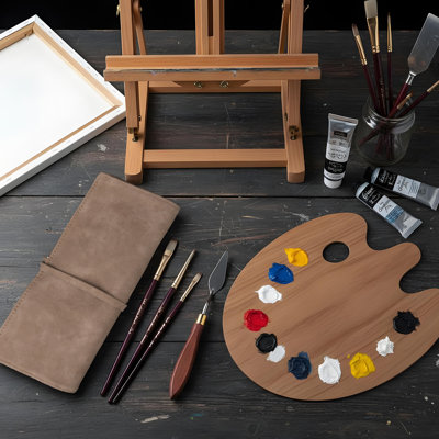 Ensemble de 24 pinceaux d'artiste avec pochette de rangement, pinceaux en nylon pour peinture à l'huile acrylique à l'aquarelle