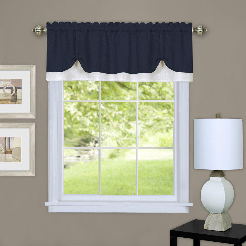 Cantonnière sur mesure 58 ", Bleu marine/blanc
