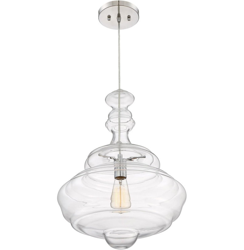 Luminaire suspendu en verre poli à 1 lumière Quoizel Morocco Genie