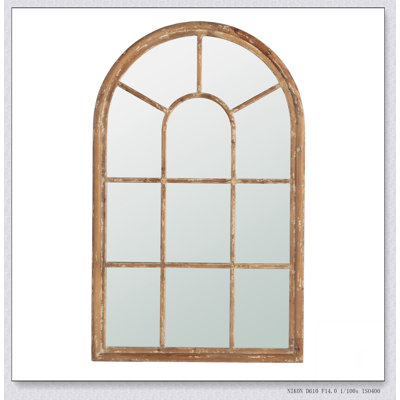 34x54.3" Large Arched Accent Mirror with Brown Frame
