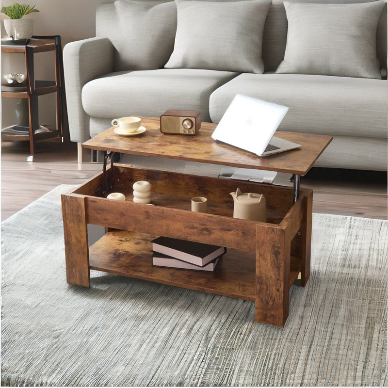 Table basse en bois à plateau relevable