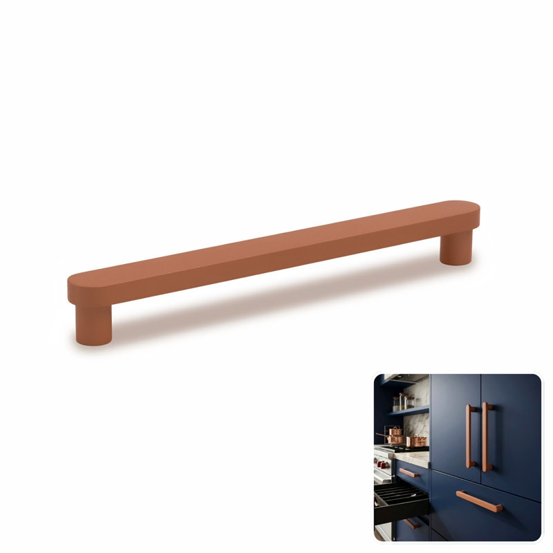 ROUS Hardware Mid-Century Modern Cabinet Handle 1-Count, 7'', Copper (Brown)