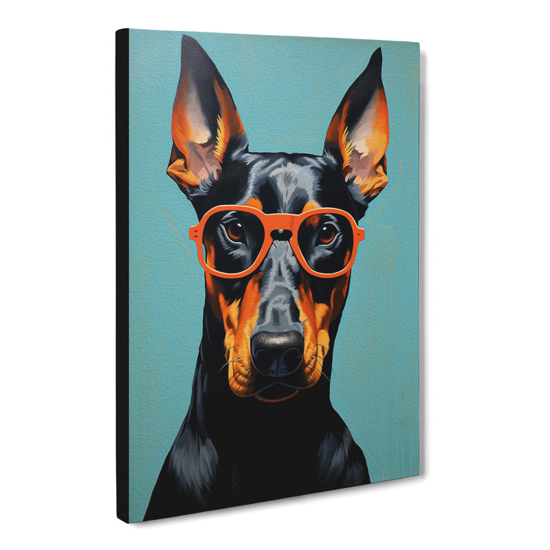 Doberman With Glasses - No Frame Print, 60cm H x 40cm W x 3cm D
