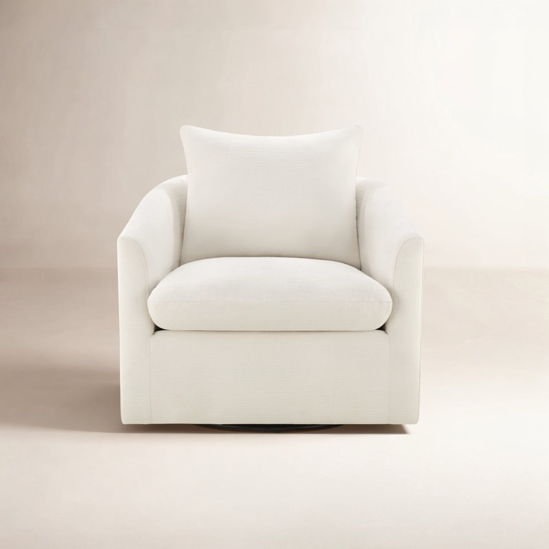 Menta Upholstered Swivel Accent Chair, Flannigan Cotton Tweed
