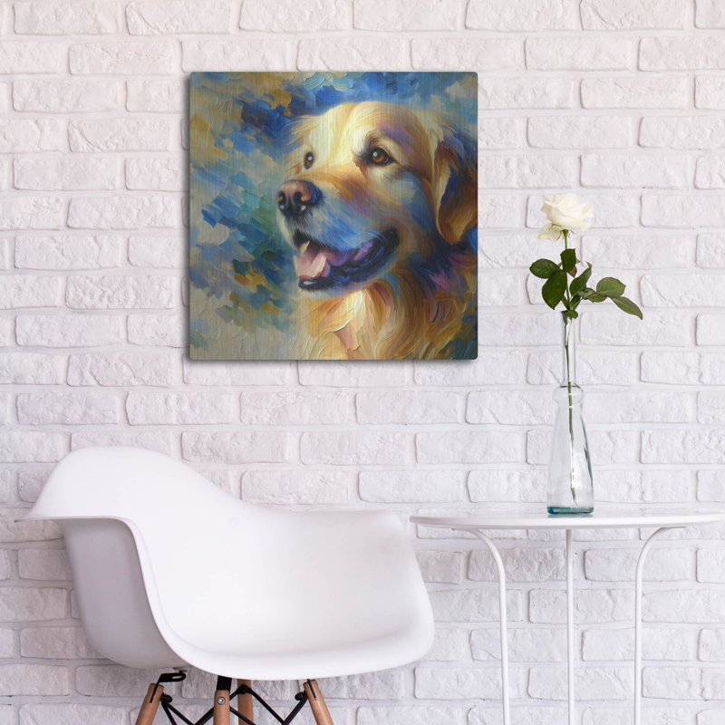 «My Golden Retriever» par Rich Monet, art mural en métal, H 24 po x l 24 po