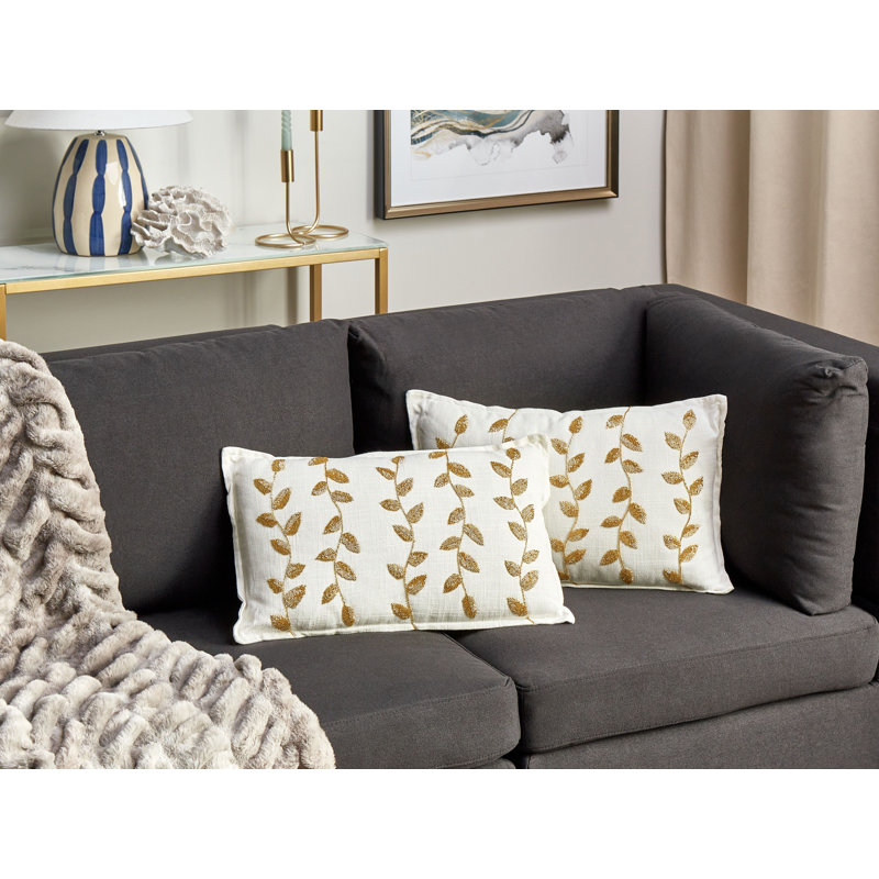 Delacruz Floral White Rectangular Cushion
