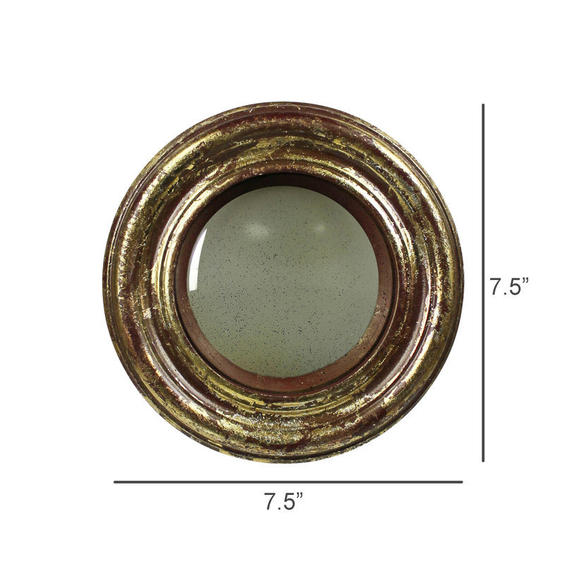 Miroir convexe, or antique - Sm, 7,5 po x 7,5 po