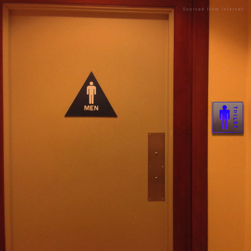 Enseigne lumineuse de toilette mâle néon à DEL de qualité commerciale, éclairage d'indication de salle de bain homme bleu