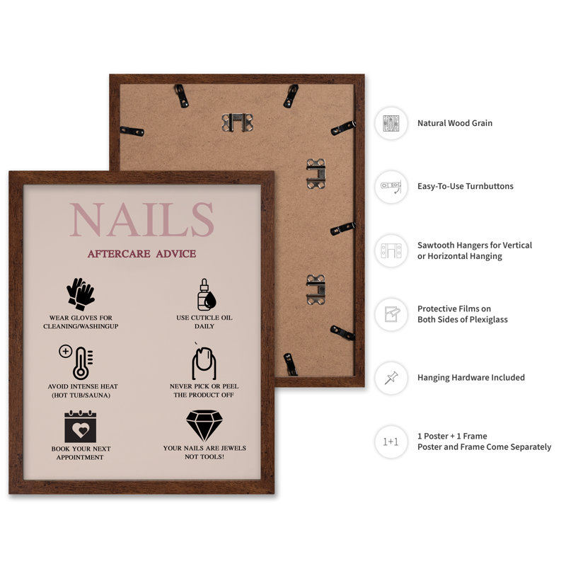 Conseils de suivi des ongles, Poster, 16"H x 20"W, Brown Framed