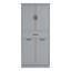 Armoire de rangement pour salle de bain en gris et peint, 2 buanderie, tablette réglable, basculement, porte et tiroir pour la maison de couleur grise, portes à panneau-91104944