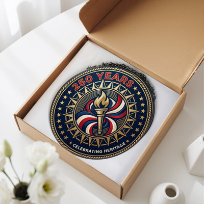 Torch Stars USA 250th Anniversary Merchandise Glass Window Panel for Home  Decor，12"H