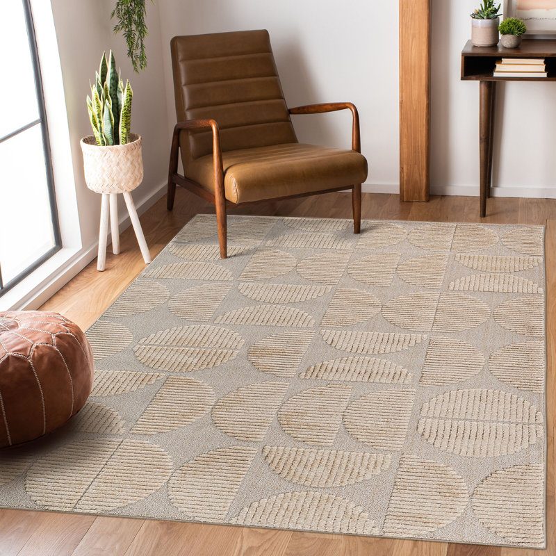 Tapis contemporain d'intérieur, Rectangle de 5 pi 3 po x 7 pi 6 po