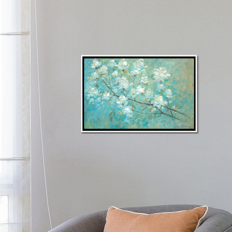 «Wild Rose Blossom» par Ruane Manning - reproduction d'art, Aucun mat, Toile blanche encadrée, H 18 po x l 26 po x P 1,5 po