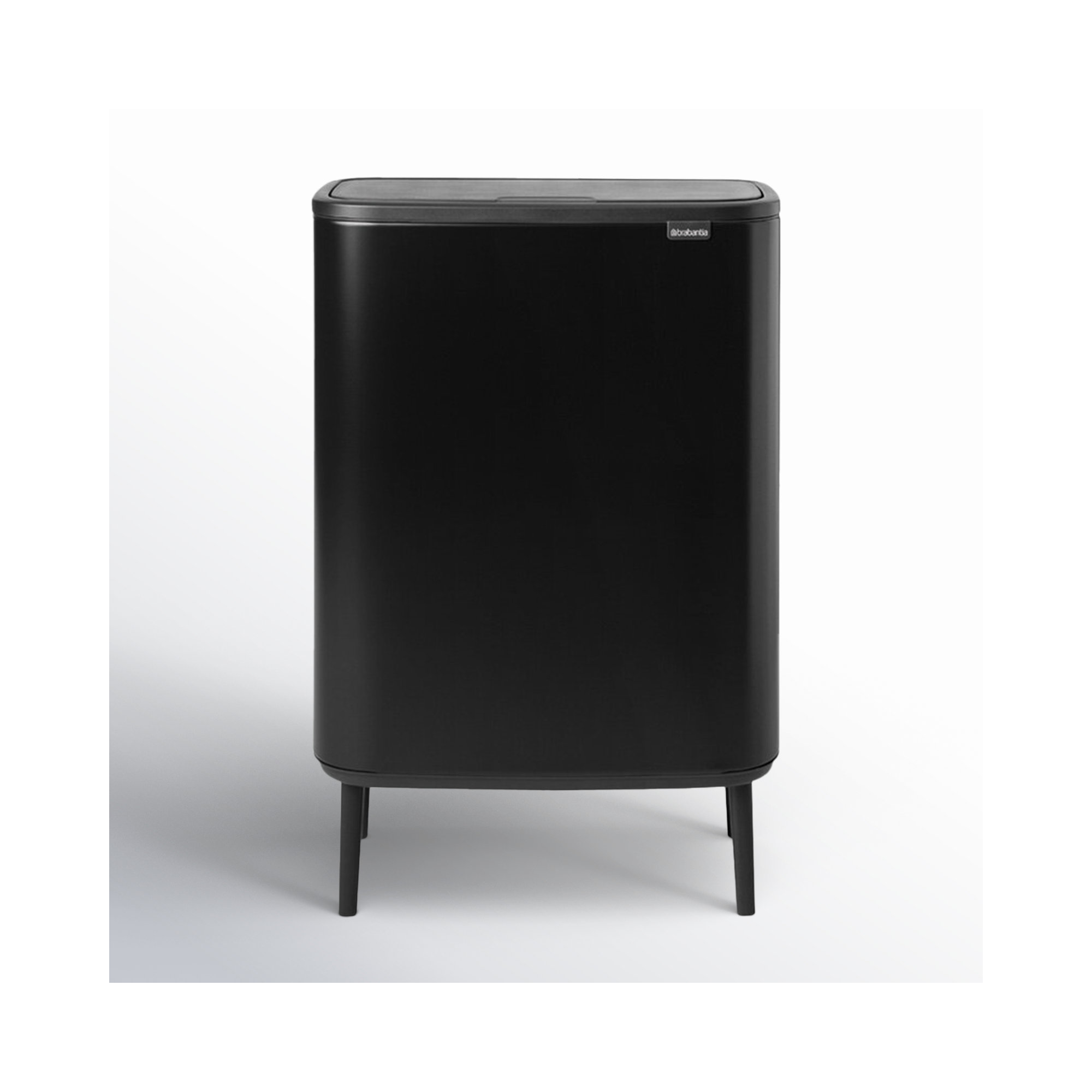 Brabantia Bo Hi Touch Top Dual Compartment Recycling Trash Can, 2 x 8 Gallon (16 Gallon Capacity), Matte Black