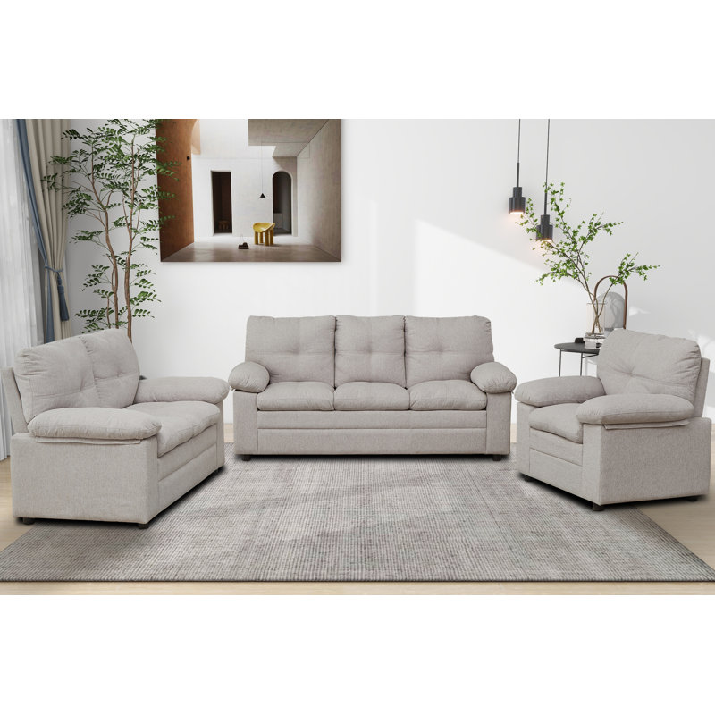 Ensemble de salon 3 pièces, Microfibre beige