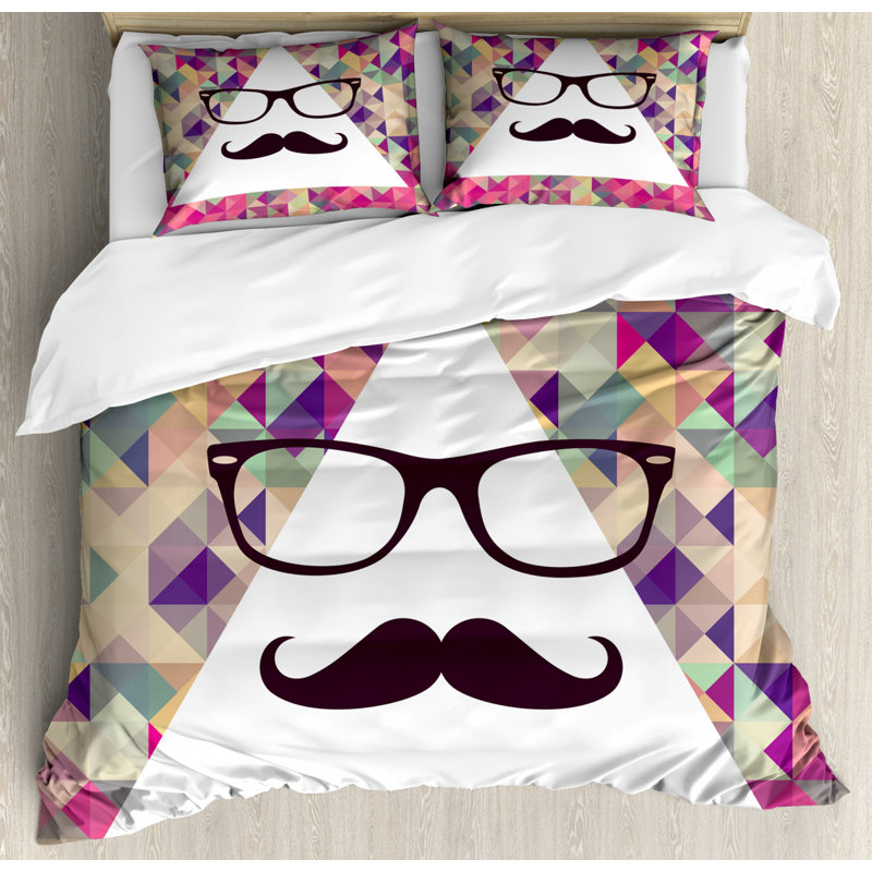 Polyester Geometric Shapes Duvet Cover, Queen Duvet Cover + 2 Standard Shams
