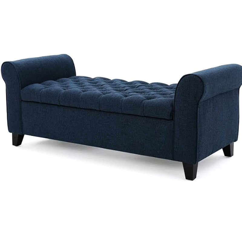 Moderne en bleu marine avec boutons texturés et accoudoirs roulés pour un décor élégant et élégant capitonnage, bleu, l 50 po