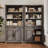 70 In Tall Bookshelf Farmhouse Bookcases With Doors And Drawer 6 Shelf Display Storage-1994626486