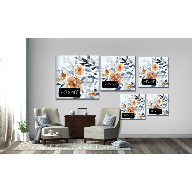 Toile tendue avec branches de fleurs ii-gallery, H 10 po x l 10 po x P 1,5 po
