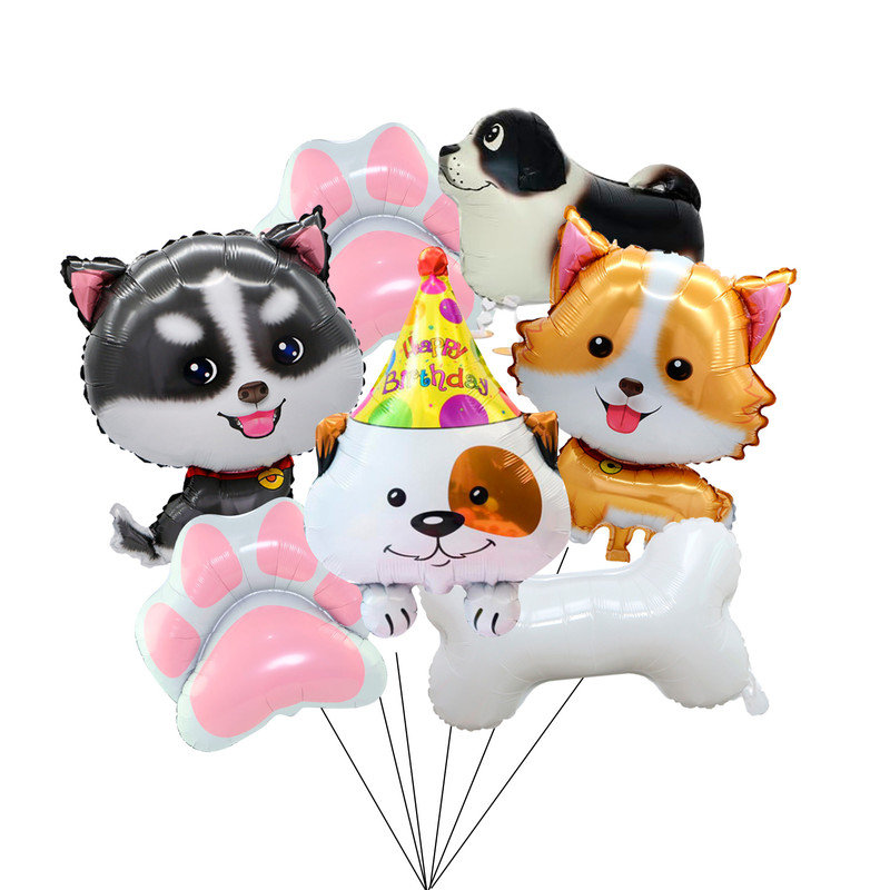 Dog Party Supplies,7pcs Dog Birthday Foil Balloons Set