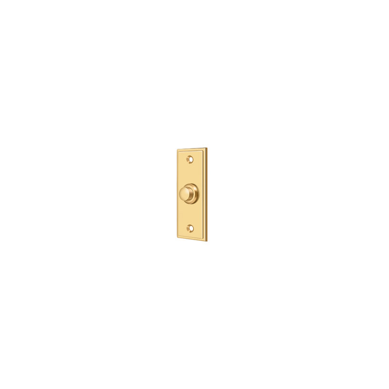 Deltana BBS333CR003 Bell Button, Rectangular Contemporary in PVD Polished Brass, PVD Polished Brass