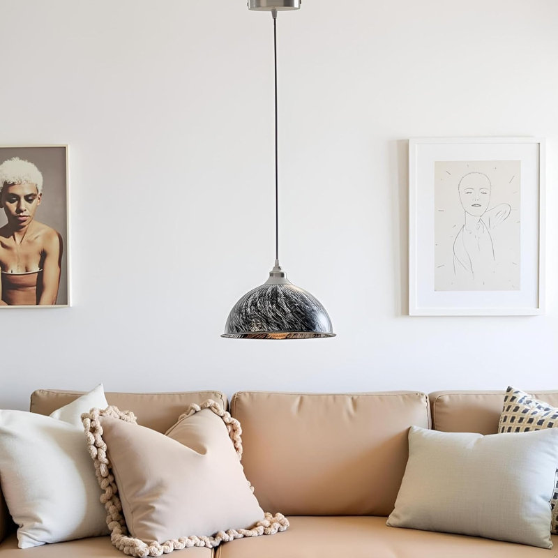1 - Light Dome Pendant, Brushed Silver