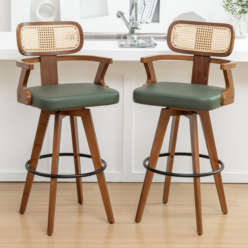 Swivel Upholstered Counter Stool, Counter Stool (69cm Seat Height), Green