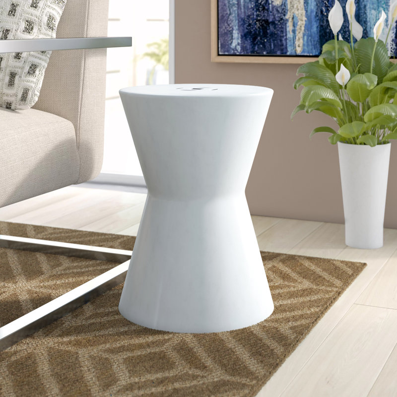 Almeric Ceramic Accent Stool, White