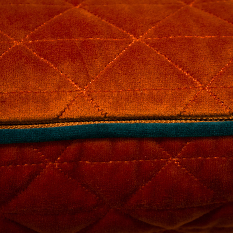  Geometric Quilted Piped Cushion, Jaffa/Teal