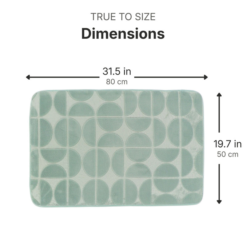Tapis pour salle de bain en mousse viscoélastique Demi-Lune, Vert sauge