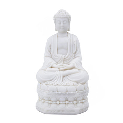 5.5X4.7X11.8" White Sitting Buddha Figure