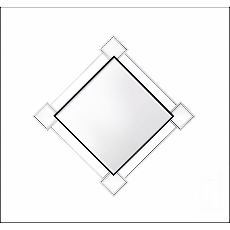 Miroir décoratif Asbury avec motif géométrique et finition chrome