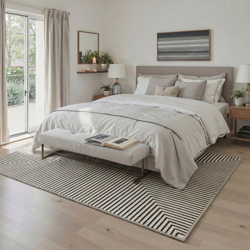 Tapis d'intérieur / noir Coady Aura, Rectangle 84 po x 60 po