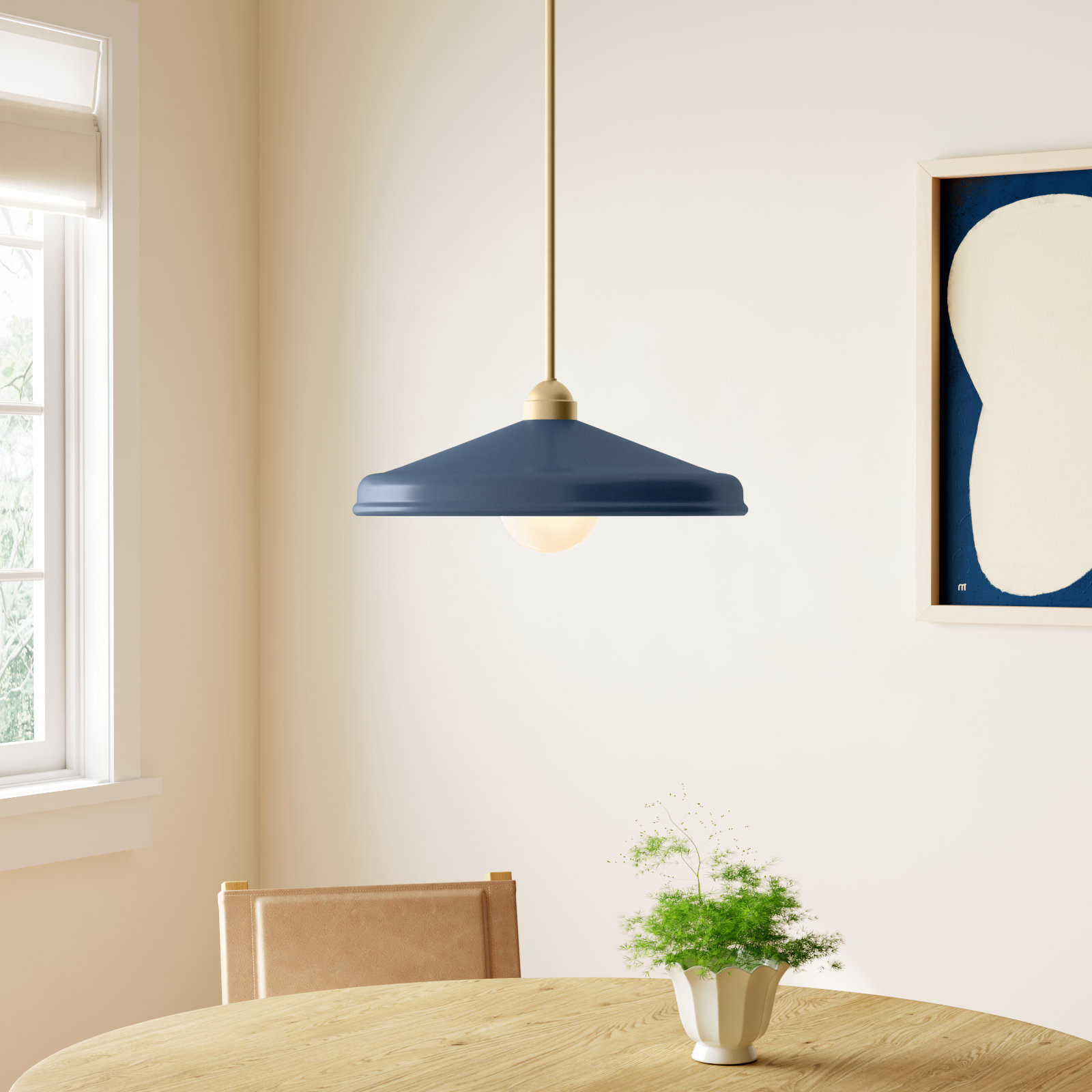 Delilah Dimmable Single Light Pendant, Navy