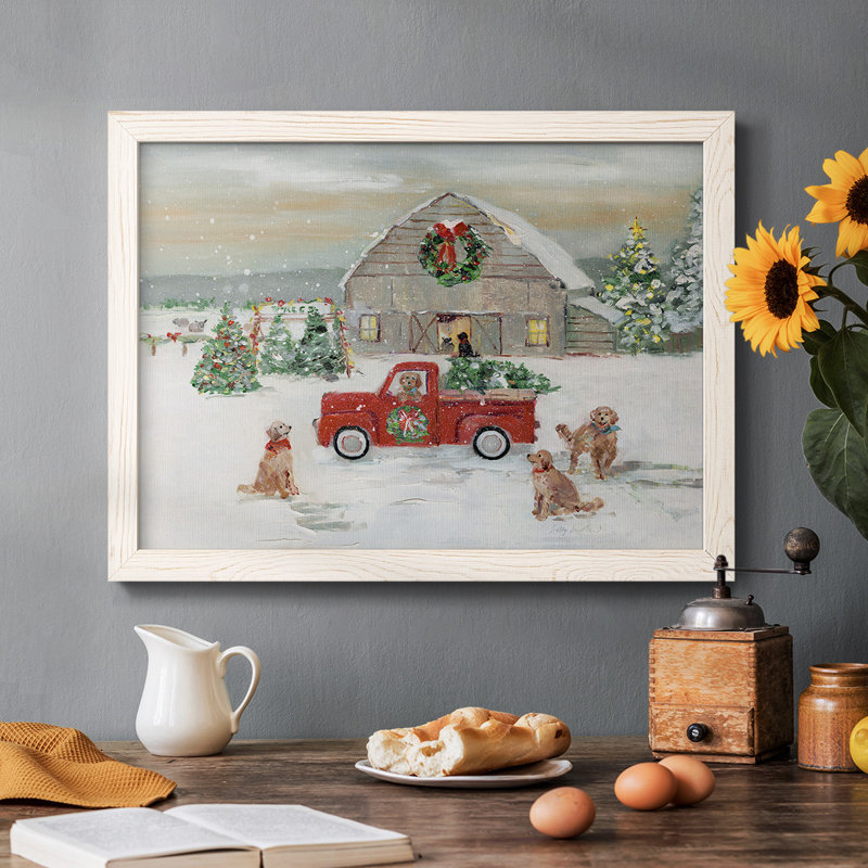 «Christmas On The Farm», reproduction d'art sur toile, Blanc, H 18 po x l 26 po x P 1,5 po