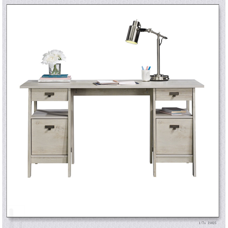 Bureau de direction élégant avec une grande surface de travail et un rangement organisé, parfait pour la productivité du bureau à domicile