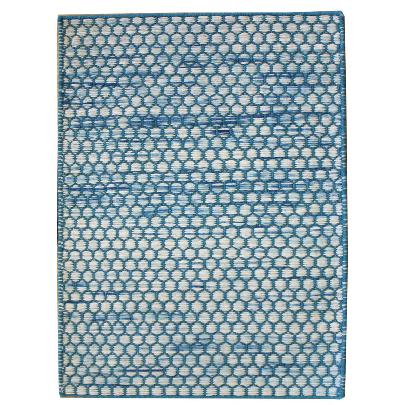 Tapis géométrique tissé à plat à la main New Indian Honeycomb, Rectangle 8 pi x 10 pi