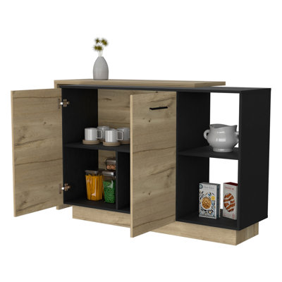 Aspen Kitchen Island, Two Concealed Shelves , Three Divisions