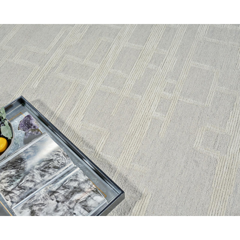 Park City Handmade New Zealand Wool Silver/Ivory Area Rug, Rectangle 14' x 18'