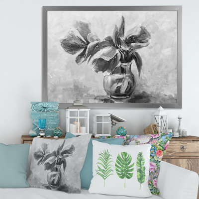 «Mono Still Life Of Flowers In A Vase», reproduction d'art sur toile